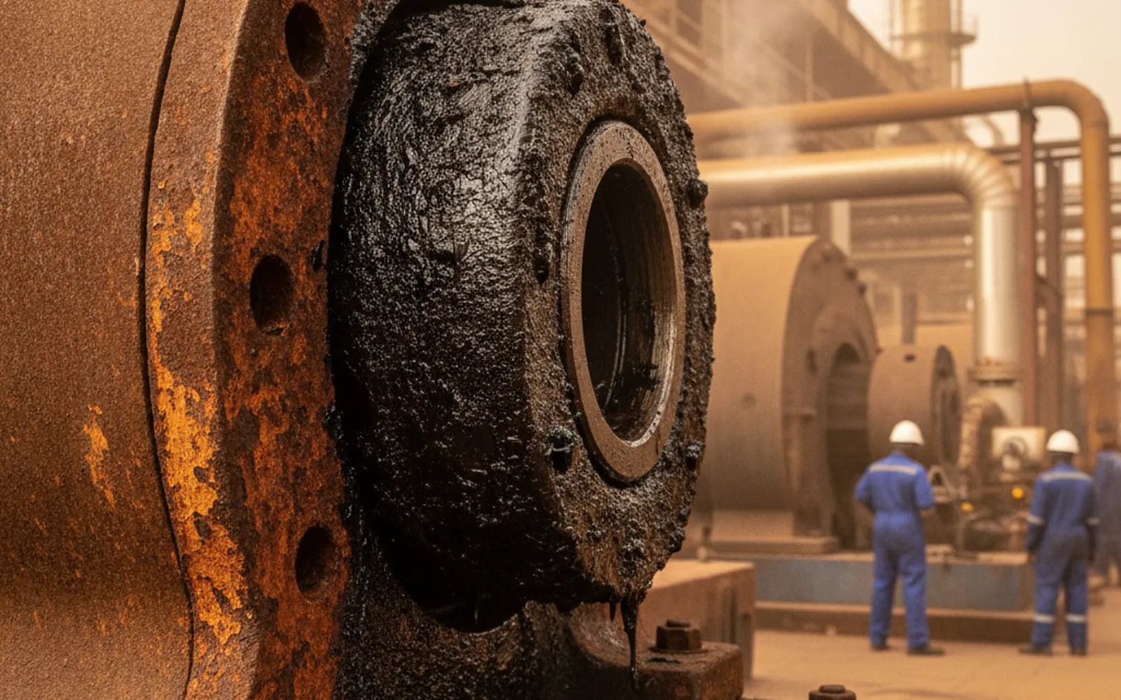 Dust laden turbine air intake filters removed for inspection